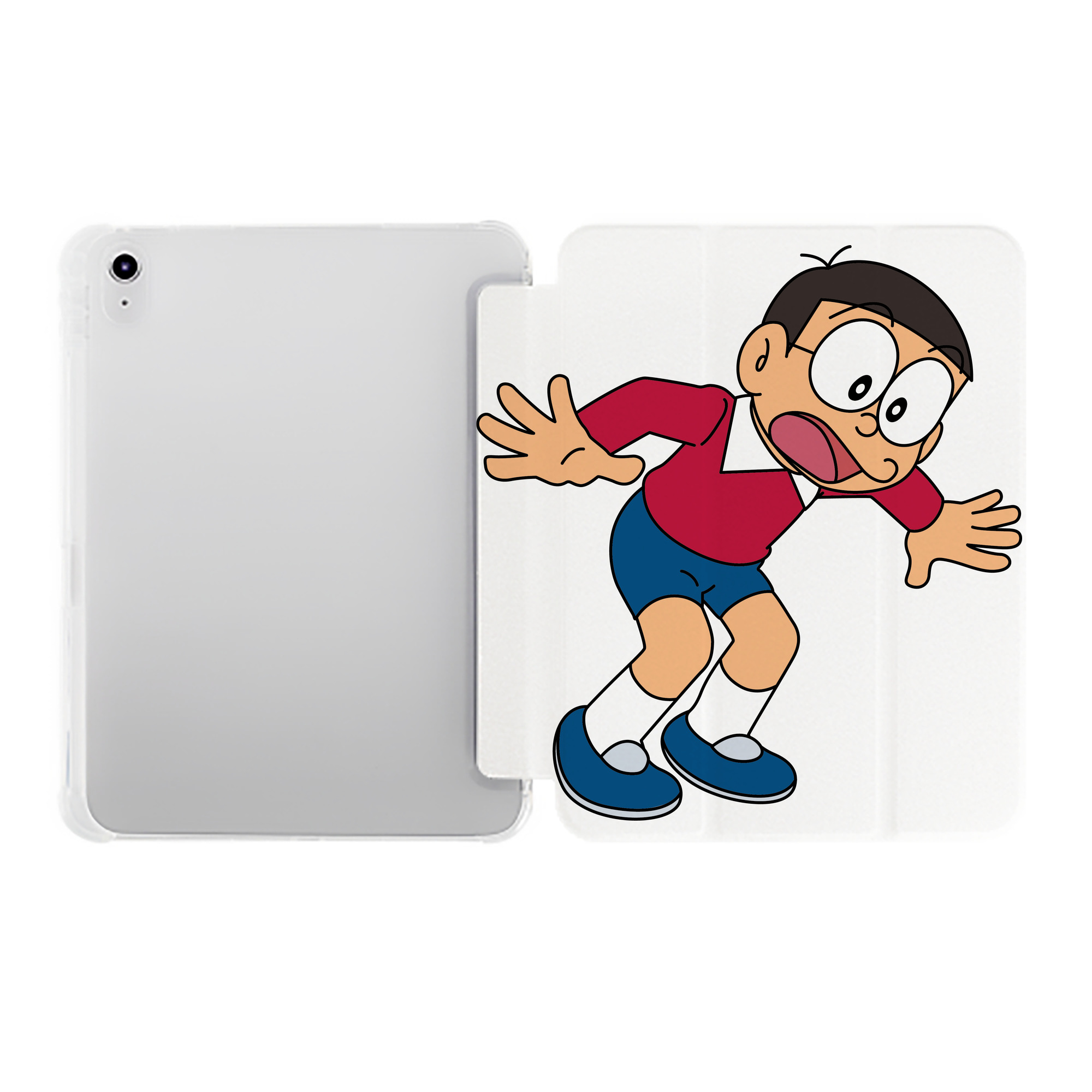 （画像用） ドラえもん 野比 のび太 Doraemon Nobita Nobi IPad ケース ペン収納付き 三つ折りスタンド PUレザー×シリコン 対応機種9.5/10.5/10.9インチ